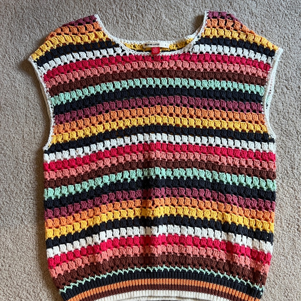 Marine Layer Multicolor Crochet Sleeveless Top